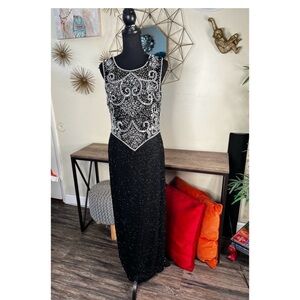Elegant Black Beaded Evening Dress